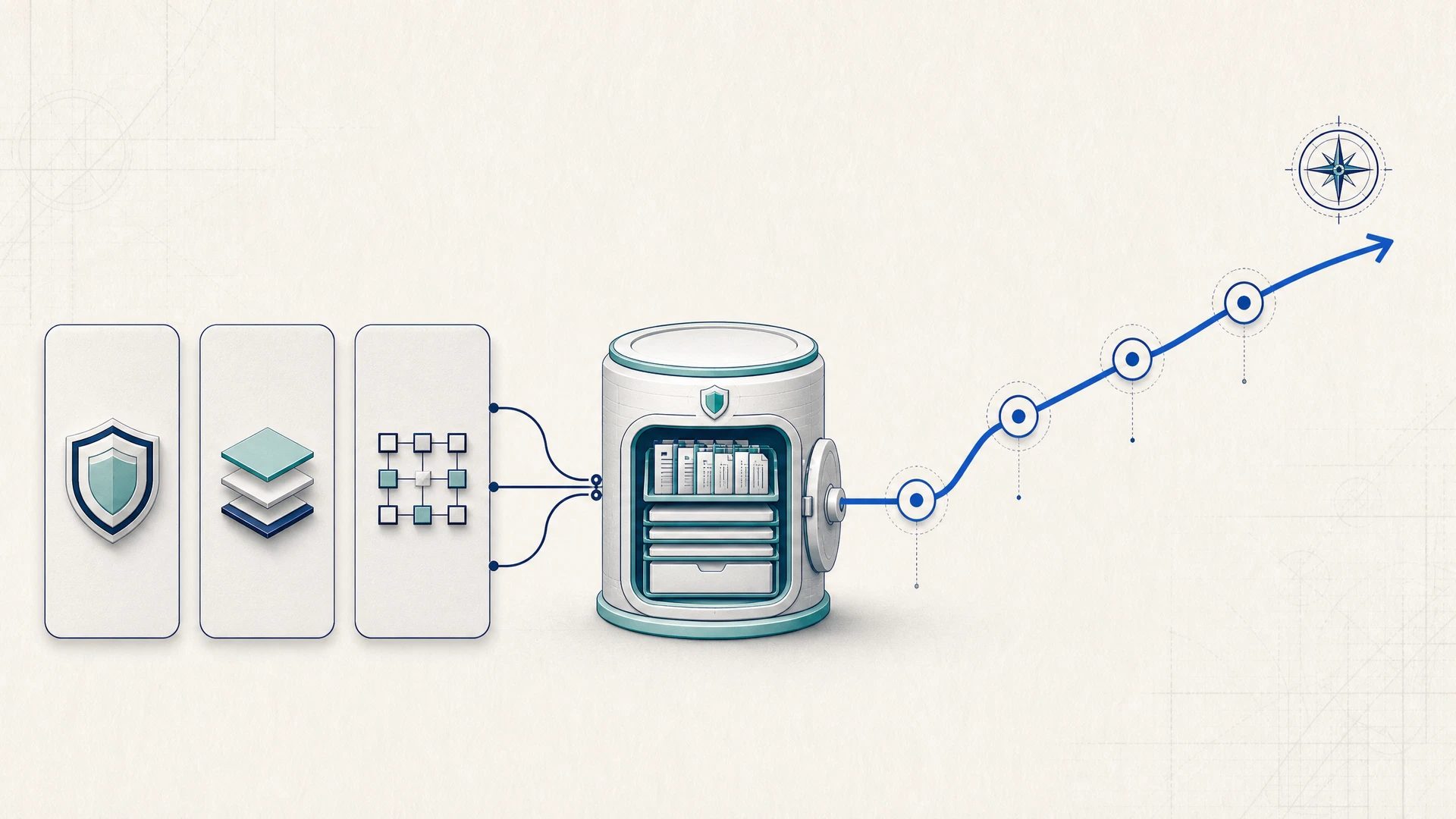 Abstract illustration of BCM Navigator options, Tenant Knowledge Base, and roadmap